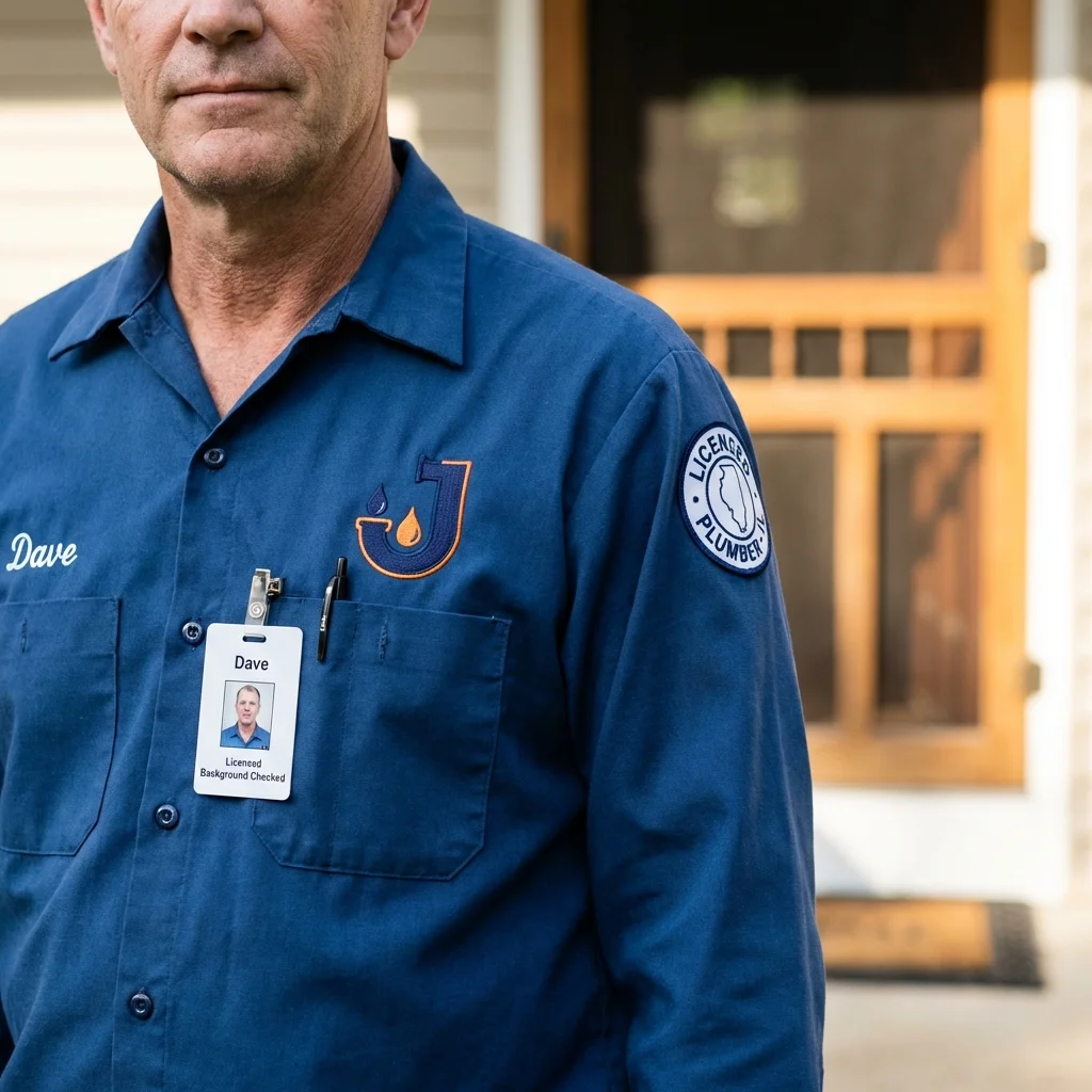 Licensed plumber showing ID badge in Rahway, NJ