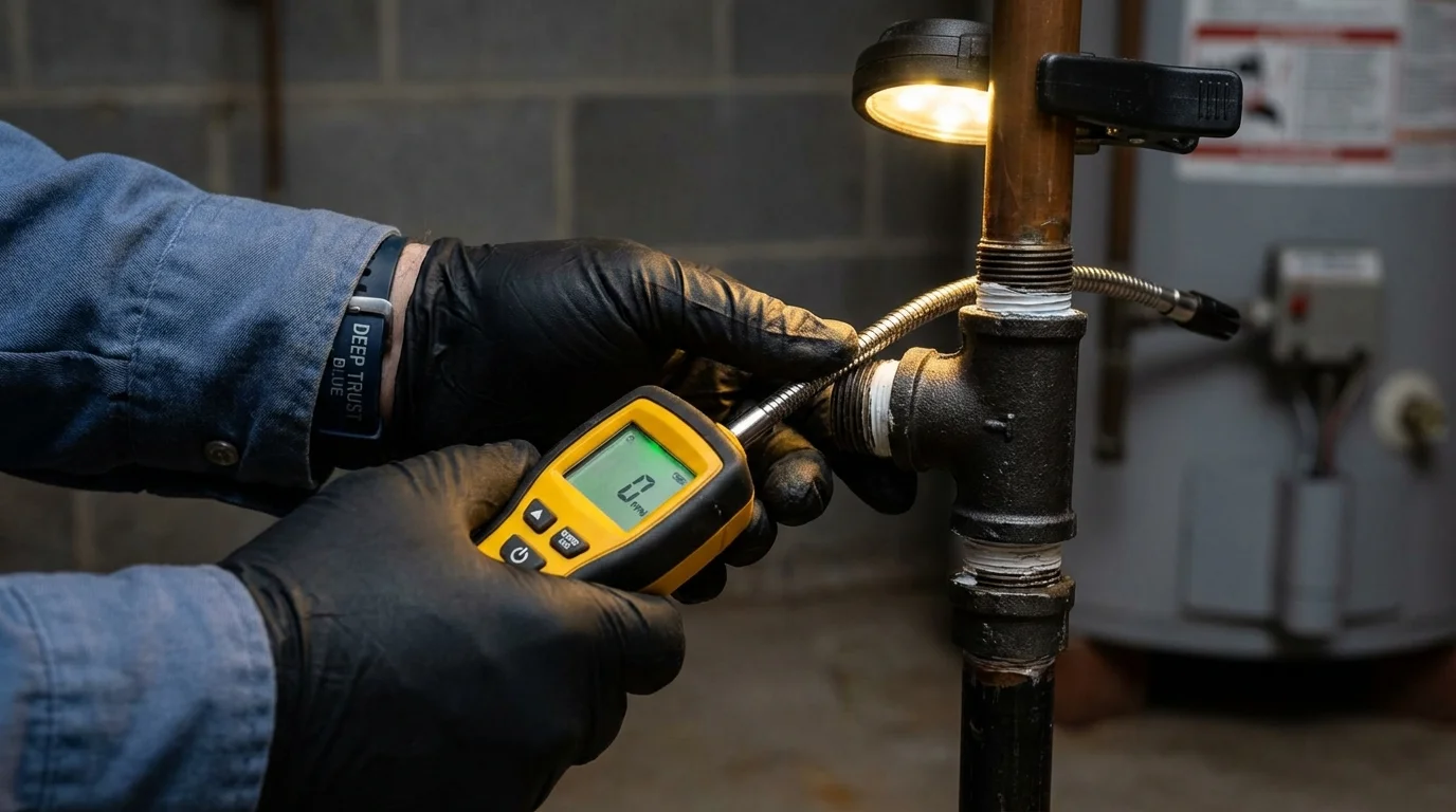 Gas leak detection with electronic sniffer by Johns Plumbing LLC in Rahway